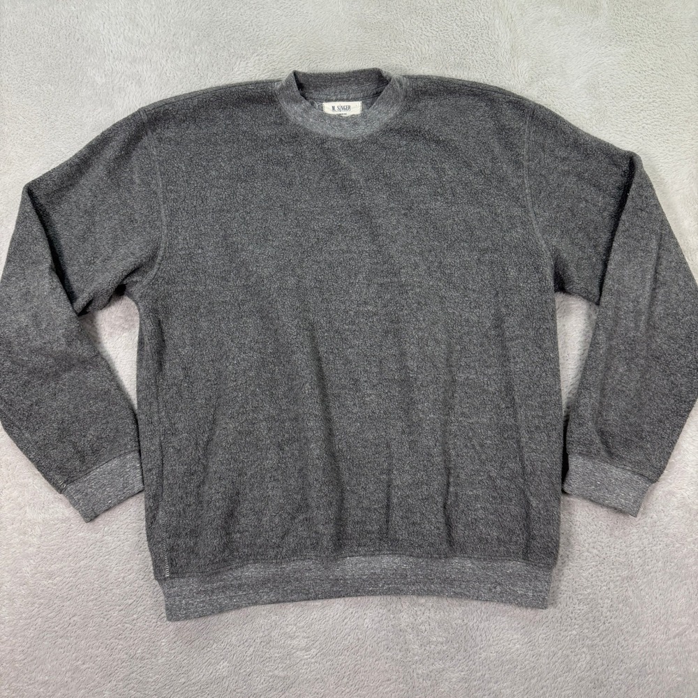 M Singer Mens Medium Crewneck Sweatshirt Sweater Gray Made‎ in USA Cotton Blend